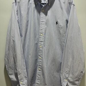 Ralph Lauren Men's Size XLarge Blue Narrow Striped Custom Fit‎ Button Up